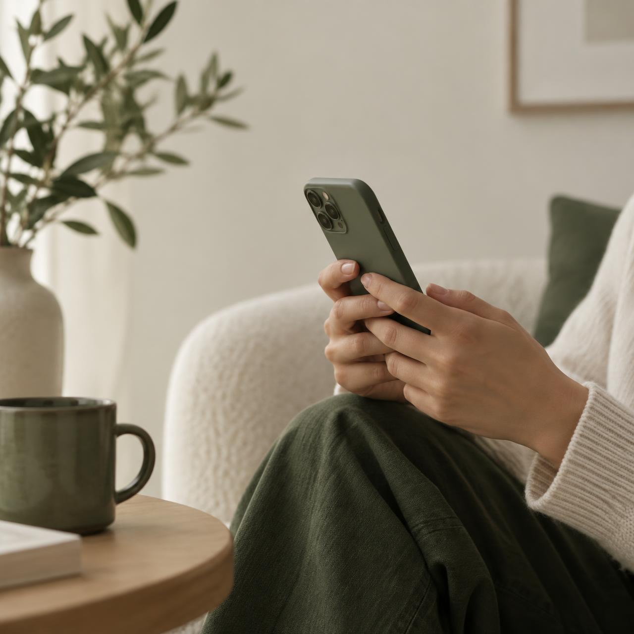 Person som ser på mobilabonnementet sitt på telefonen